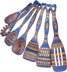 Ensemble d'ustensiles en bois écologiques les plus vendus, manche long, ergonomique, poignées antidérapantes, résistant à la chaleur, cuillères de cuisine élégantes - Product Image 1