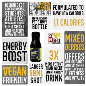 Wholesale Pre-Workout <b>Berry</b> Energy Shot Halal Alert+Awake Nootropic Stay Fresh & Energetic Bottle & Box Packaging Sugar-Free - Product Image 4