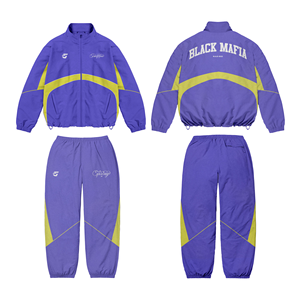 ชุดเซ็ตเสื้อผ้าผู้ชายแบบสั้นและแจ็คเก็ต 2 ชิ้น ชุดวอร์มซิป โพลีเอสเตอร์ ชุดวิ่งกันลม สตรีทแวร์ กางเกงขาสั้น - Product Image 1