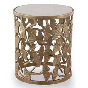 Tabouret de couleur noire Forme Table d'appoint en métal Poudre de couleur noire enduite de meubles artisanaux de forme ronde supérieure de conception de mosaïque - Product Image 5