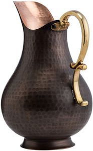 Jarra de cobre altamente pulida con cuerpo redondeado y estética cultural hecha para exhibición o hidratación funcional - Product Image 4