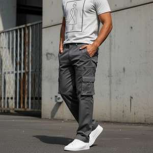 Pantalon cargo d'hiver pour homme 100 % coton, décontracté, taille mi-haute élastique, léger et respirant en toile – Meilleure vente - Product Image 5