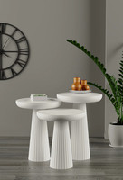 Juego de mesa de centro lateral de seta de 3 piezas de madera hecha a mano meticulosamente duradera de Artex Thien Thanh