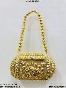 Bolso de Mano de Lujo Hecho a Mano para Mujer, con Cristales y Metal, para Eventos Prestigiosos, Fiestas de Moda y Bodas - Product Image 4