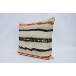 Beige bohème 24x24 pouces luxe Kilim oreiller tissé Vintage carré motif décoratif laine coussin pour literie Style de Noël - Product Image 4