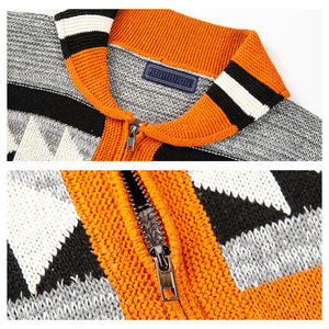 Pull cardigan en tricot géométrique multicolore pour hommes, très demandé - Product Image 5