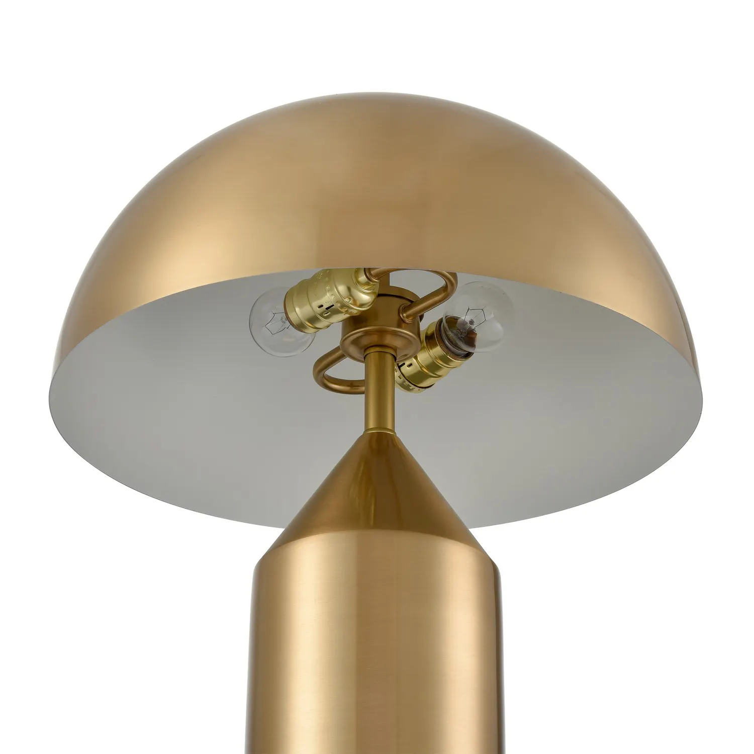 Nieuwste Ontwerp Slimme Decoratieve Ronde Vorm Gouden Antieke Messing Tafellamp Bruine Katapult Houten Tafellamp Met Stof