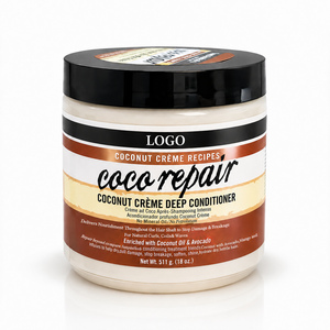 Après-shampoing réparateur hydratant en gros à l'huile de coco et d'avocat pour cheveux abîmés, marque privée, 18 oz - Product Image 1