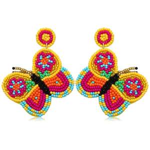 Trendy Premium Statement <b>Butterfly</b> Fancy Earring High Quality Handmade <b>Beaded</b> Embroidery Elegant Stylish By Hiba Enterprises - Product Image 1