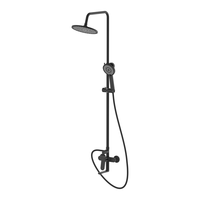 Système de douche mural moderne 3 fonctions en laiton chromé avec douchette pluie, bec verseur et mitigeur à douchette à main
