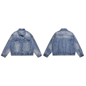 High Street Trendy Abrigos para hombres y mujeres Chaquetas de mezclilla azules lavadas Chaquetas de mezclilla lavadas unisex - Product Image 2