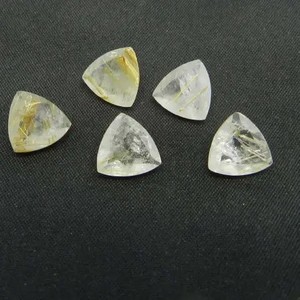 Piedra de cuarzo rutilo dorado Natural de 5mm, corte de trillones facetado, piedras preciosas semipreciosas sueltas, proveedores mayoristas, comprar en línea ahora venta - Product Image 1