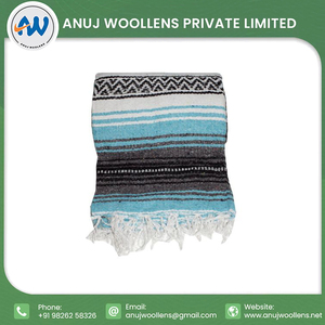 Manta de muselina de algodón orgánico personalizada, auténtica mezcla de acrílico y tejida a mano, manta Falsa mexicana a la venta - Product Image 2