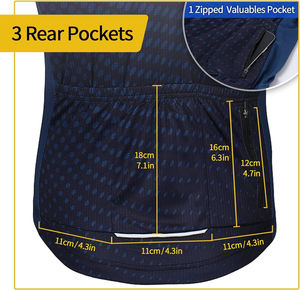 Maillot de cyclisme unisexe personnalisable, haut de sport à manches courtes pour homme, poches zippées, détails réfléchissants, en polyester, pour la montagne - Product Image 3