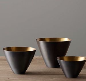 Ensemble de 3 bols de service de grande à petite qualité en métal de qualité alimentaire finition blanche et dorée bols de décoration pour la maison - Product Image 3