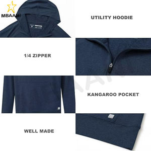 Long Sleeve Kangaroo Pocket Lightweight Heather Golf <b>Quarter</b> <b>Zip</b> Hoodies For <b>Men</b> - Product Image 5