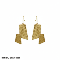 Parure de bijoux en laiton artisanale tendance, martelée à la main, collier géométrique et boucles d'oreilles pendantes assorties, finition dorée, pour femme, idéale pour les soirées