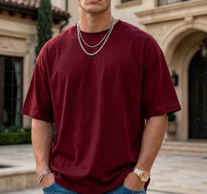 T-shirt Homme Oversize Mode Urbaine Couleur Unie Tricot Épais Pull Style High Street Coupe Ample Vêtements Homme Fabrication Usine - Product Image 4