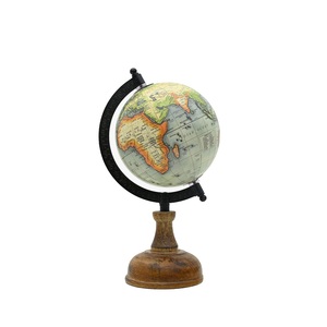 Globo terráqueo giratorio hecho a mano con soporte de madera y mapa colorido para educación geográfica, material escolar y de oficina - Product Image 1
