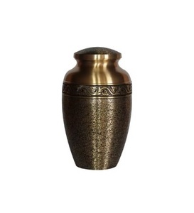 Urna de cremación de aluminio ecológica antigua con grabado de hoja de oro Floral turquesa-Contenedor de cenizas conmemorativo duradero para adultos - Product Image 1