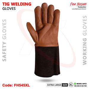 Gants en cuir de chèvre pour le travail industriel pour hommes, très résistants, non doublés, avec pouce à l'aile, bruns, vente à chaud, luvas de soldagem tig - Product Image 3