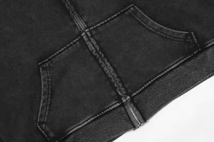 OEM 460 Gsm 100% algodón pesado lavado con ácido cremallera completa de gran tamaño recortada hombres sudaderas con capucha logotipo personalizado Sudadera con capucha - Product Image 4