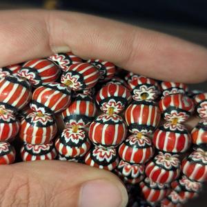 Authentic Handcrafted Vintage Venetian Style Old African Red Chevron <b>Crystal</b> <b>Lampwork</b> <b>Glass</b> <b>Beads</b> Wholesale Bulk Supply - Product Image 2