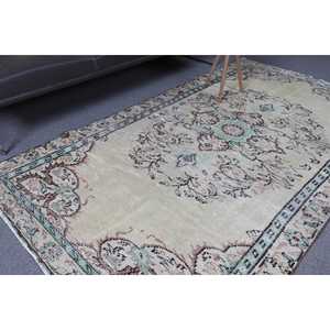 พรมวินเทจขนาด 4.4x8.3 ฟุต พรมอิคัทสีน้ำตาลตุรกี - Product Image 1