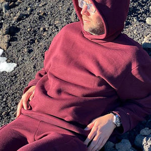 Sweat à capuche surdimensionné en coton de haute qualité épais polaire goutte épaule unie blanc personnalisé tirer a capuch Sudadera hommes sweats à capuche - Product Image 5