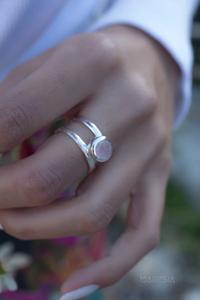 Bague Designer en Argent Sterling 925 Quartz Rose Naturel Forme Ronde avec Feuilles Cadeau de Mariage pour Elle - Product Image 4