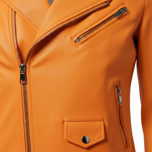 Veste de motard en cuir véritable orange personnalisée pour femmes, vente en gros, quantité en vrac, style moto, manteau pour femmes, usage quotidien, qualité tendance - Product Image 6