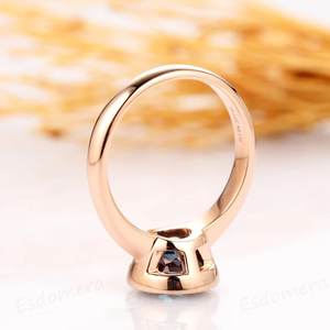 Anillo de bodas de plata de ley 925 sólida de diseño único para mujer con piedra de Alejandrita de corte redondo, joyería fina, aniversario de compromiso - Product Image 3