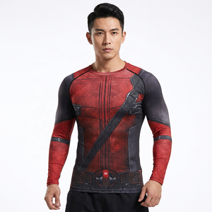 <b>Compression</b> Breathable Eco-Friendly Rash Guard Men Full Sleeve Red <b>Black</b> Sublimation Print Quick Dry Adult Top <b>Shirt</b> - Product Image 4