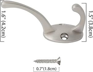 Silver Coat <b>Hooks</b> <b>Wall</b> Mounted With Screws Retro Double <b>Hooks</b> Utility Black <b>Hooks</b> for Coat Scarf Bag Towel <b>Key</b> Cap Hat - Product Image 2