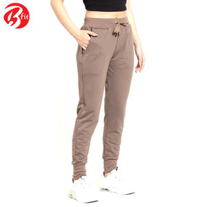 <b>Women's</b> Cotton Fleece Fabric <b>Women's</b> Pants and <b>Trousers</b> Adjustable Waist Slim Fit Fitness Training with Zippered Pocket - Product Image 2
