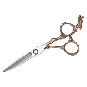 Ciseaux de coiffure en acier métallique à lame tranchante droite pour la beauté meilleure qualité Dragon poignée cisaillement acier au carbone - Product Image 3