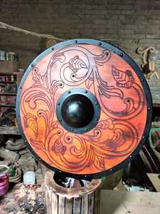 Nuevo DISEÑO DE LLEGADA Escudo medieval Escudo de lobo vikingo Diseño en relieve Madera Metal Protector Guerrero Escudo Tamaño personalizado - Product Image 5