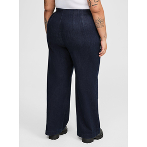 Pantalones Cargo Vintage para mujer, de talla grande, holgados, de pierna ancha, transpirables, suavizante de mezclilla, cintura personalizable, estilo novio lavado - Product Image 4