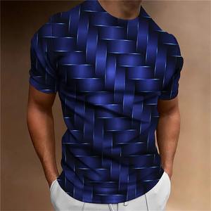 Secado rápido 100% patrón impreso 2025 camiseta simple para hombres patrón geométrico 3D impreso hombres Top diario Casual - Product Image 4