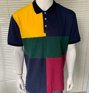 T-shirt à manches courtes décontracté à col rond pour hommes, fabriqué à partir de coton doux avec un design de blocs de couleurs à la mode pour une élégance décontractée. - Product Image 5