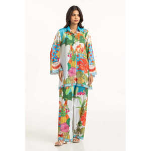 ชุดเซ็ตผ้าชีฟองพิมพ์ลายโดบี้สไตล์โบฮีเมียนสำหรับผู้หญิง สำหรับฤดูใบไม้ผลิ/ฤดูร้อน เสื้อทรงหลวมและกางเกงไซส์ XS ชุดแฟชั่นทันสมัยเนื้อผ้าหลากหลาย - Product Image 6