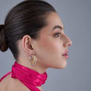 Boucles d'oreilles créoles géométriques tendance 183953 en alliage de zinc durable - Product Image 3