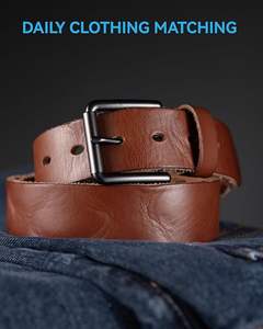 Cinturones de moda de piel de vaca elegantes personalizados OEM para hombres Cuero genuino con aleación de bucles dobles para hebilla al por mayor con Lo personalizado - Product Image 3