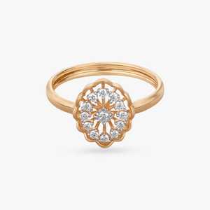 Bague à grappe florale pour femme avec diamant de laboratoire taille ronde, design élégant en forme de fleur, or rose 18 carats - Product Image 1