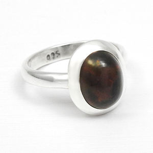 Design simple solide 925 argent Sterling naturel noir opale pierre de naissance pierres précieuses ensemble de lunette incrustation anneaux de mariage anneaux à la mode - Product Image 2