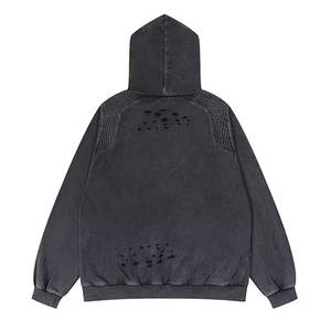 เสื้อฮู้ดดี้บุซับในผ้าฝ้ายฟลีซ 100% สำหรับผู้ชาย ทรงโอเวอร์ไซส์ ระบายอากาศได้ดี ขอบดิบ ซักย้อมแบบแอซิดวอช  สีพื้น  สำหรับฤดูหนาว  ขั้นต่ำในการสั่งซื้อน้อย - Product Image 2