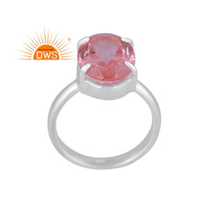 Anillo apilable de piedras preciosas de cuarzo morganita doblete de plata de ley fina superventas, joyería personalizada para mujer, regalo para ella - Product Image 1