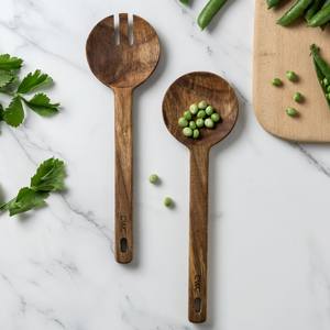 ช้อนและส้อมสำหรับสลัดไม้เซิร์ฟเวอร์ผสมสลัด - Product Image 1