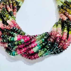 Perles en vrac de tourmaline naturelle de qualité AA, facettées en rondelles de 4 mm, multicolores, certifiées par un tiers, pour la fabrication de stylos, 15,5 pouces - Product Image 5