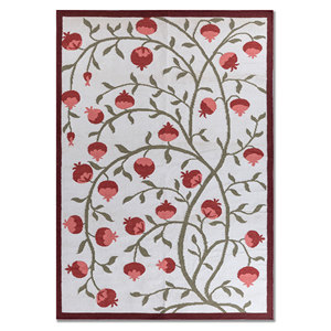 Alhambra Ivory - Alfombras de lana planas tejidas a mano con diseño floral de diamantes, alfombras rectangulares de yute para el hogar, dormitorio, pasillo - Modelo ADWL-13305 - Product Image 1